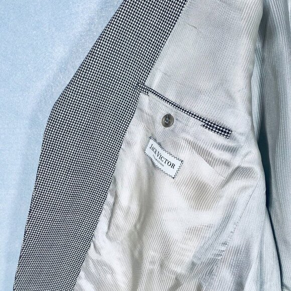 Jack Victor Blazer Mens 46R Gray Wool Union Made Houndstooth Jacket - Picture 7 of 15